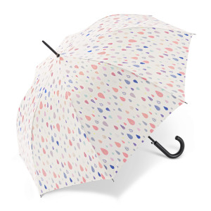 Parasol Happy Rain Długi Long Krople Deszczu Jasny