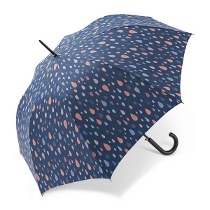 Parasol Happy Rain Długi Long Krople Deszczu Niebieski