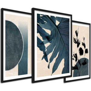 Mały zestaw obrazów - Niebieskie botaniczne grafiki - DRUK BŁYSK