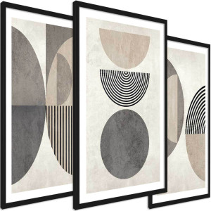 Zestaw obrazów - Geometryczne szaro beżowe kształty - wymiary 45x65 cm