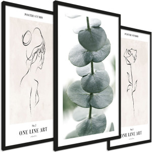Zestaw obrazów - Botaniczne Line Art - wymiary 45x65 cm