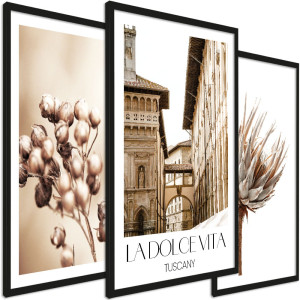 Zestaw obrazów do salonu - boho rośliny, Włoskie uliczki - wymiary 45x65 cm