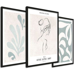 Zestaw obrazów Line Art - Abstrakcyjne grafiki - Obrazy do salonu 33x43 cm