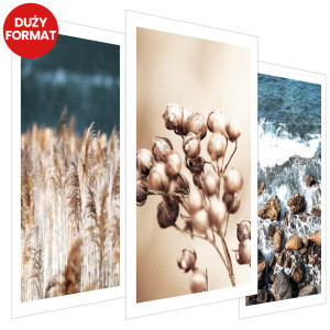 Plakaty - Beżowo niebieska natura 3 szt (bez obramowania) - 42x62 cm