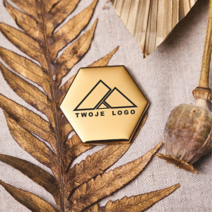 Magnes szklany z twoim Logo - hexagon 3