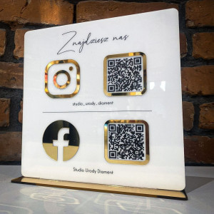 Personalizowana Tabliczka social media z logo i kodem QR (21x21 cm)