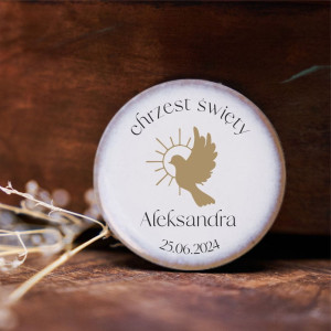 Magnesy ceramiczne - pamiątka Chrztu Świętego - okrągłe - wzór 9