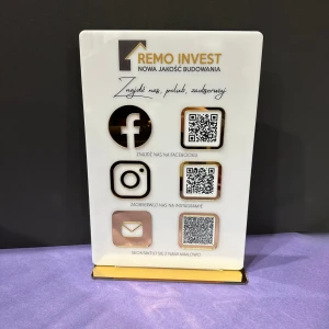 Personalizowana Tabliczka social media z logo i kodem QR (21x30 cm)