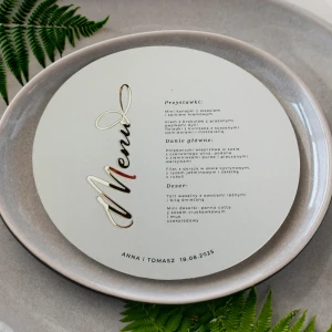 Okrągłe papierowe menu wzór 1