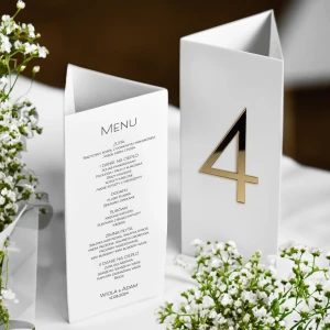 Menu papierowe stojące 3w1 (menu+ harmonogram+ numerek na stół)