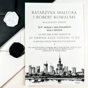 Papierowe zaproszenie ślubne- KOLEKCJA MIASTA - WARSZAWA 1