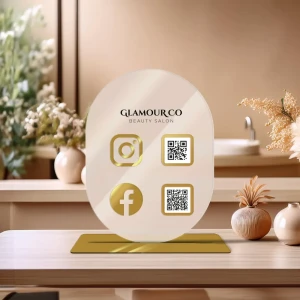 Personalizowana Tabliczka social media z logo i kodem QR (21x30cm) elipsa