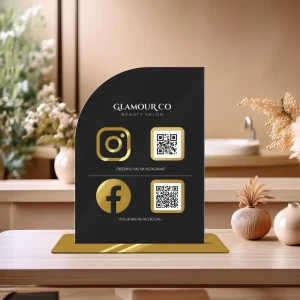 Personalizowana Tabliczka social media z logo i kodem QR (21x30cm) żagiel