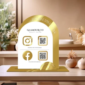 Personalizowana Tabliczka social media z logo i kodem QR z miejscem na wizytówki