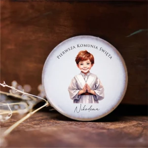 Magnesy ceramiczne - pamiątka I Komunii Świętej - okrągłe - wzór 5