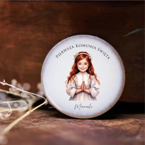 Magnesy ceramiczne - pamiątka I Komunii Świętej - okrągłe - wzór 4