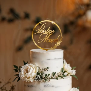 Lustrzany topper na tort - Państwo+ Nazwisko