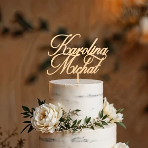 Drewniany topper na Tort -imiona wzór 3