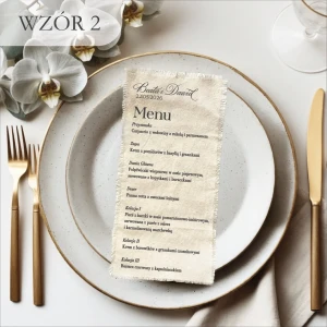 Menu na materiale- białe lub kremowe wzór 2
