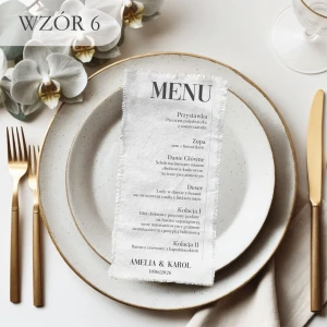 Menu na materiale- białe lub kremowe- wzór 6