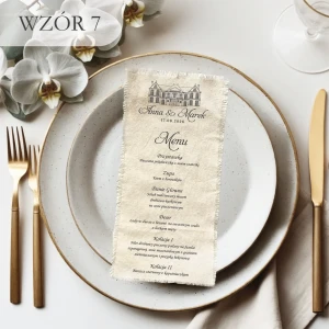 Menu na materiale- białe lub kremowe- wzór 7