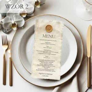 Menu na materiale z LAKIEM- białe lub kremowe- wzór 2