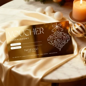 Świąteczny voucher podarunkowy LUSTRZANY srebrny lub złoty WZÓR 955