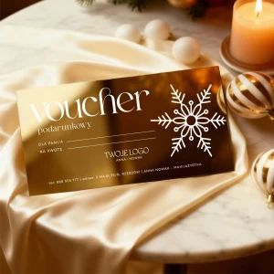 Świąteczny voucher podarunkowy LUSTRZANY srebrny lub złoty WZÓR 949