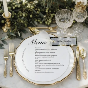 Menu papierowe okrągłe- Kolekcja Royal Wedding