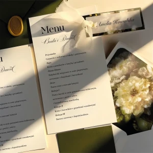 Menu papierowe prostokątne- Kolekcja Royal Wedding