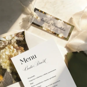 Papierowa Winietka z szyfonową wstążką- kolekcja Royal Wedding