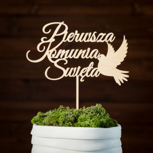 Drewniany Topper na Pierwszą Komunię Świętą - wzór 1