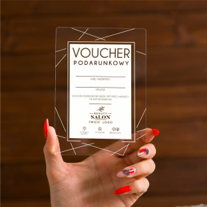 Voucher podarunkowy, akrylowy do różnych działalności usługowych - wzór 919