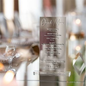 Drink menu na stoły- lustrzane srebrne