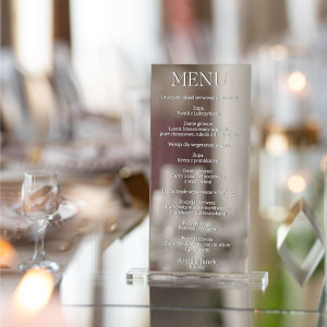 MENU na stoły lustrzane SREBRNE- Wersja 2
