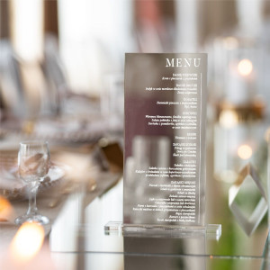 MENU na stoły lustrzane SREBRNE- Wersja 4
