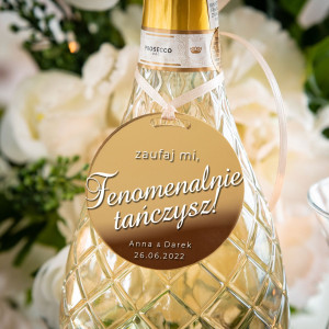 Lustrzane zawieszki na alkohol- akrylowe- złote- WZÓR "Fenomenalnie tańczysz"