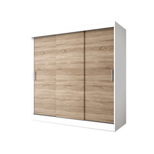 Szafa Przesuwna 200x200cm biały korpus dąb, sonoma front