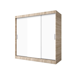 Szafa Przesuwna 200x200cm Dąb Sonoma korpus, Biały front