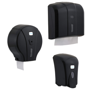 Zestaw DE-COMPLETE dozownik mydła, podajnik na reczniki papierowe i podajnik do papieru toaletowego