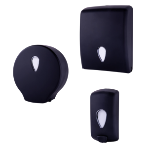 Zestaw I-BLACK dozownik mydła, podajnik na reczniki papierowe i podajnik do papieru toaletowego