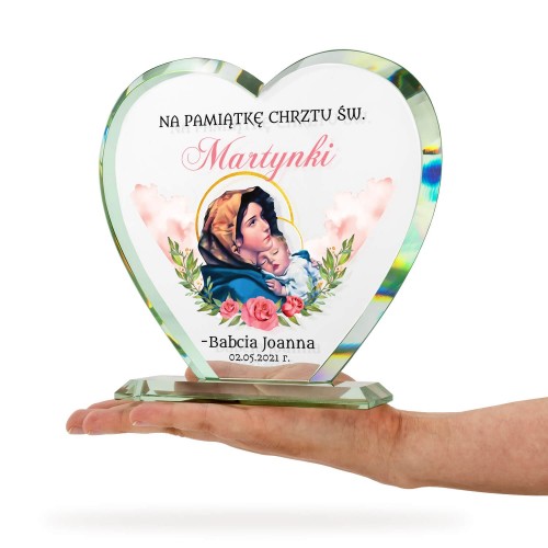 Kryształowe serce na chrzest - Od babci dla wnuczki