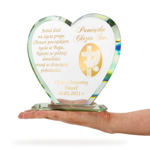 Kryształowe serce z grawerem - Chrzest początkiem życia