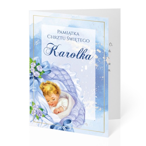 Spersonalizowana kartka na Chrzest Św. dla chłopca - Aniołek