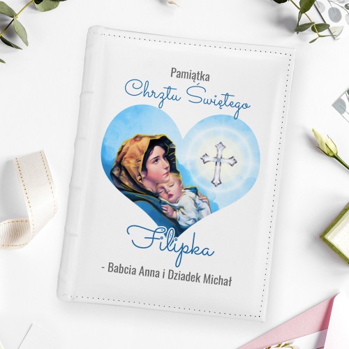 Album na zdjęcia z nadrukiem na chrzest - Panna z dzieciątkiem
