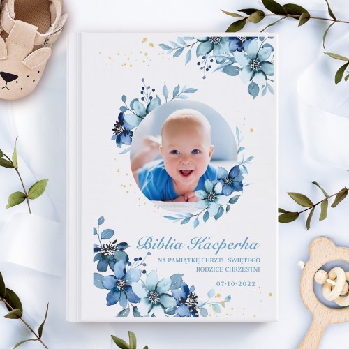 Biblia dla dzieci ze zdjęciem na chrzest dla chłopca - Ewangelia