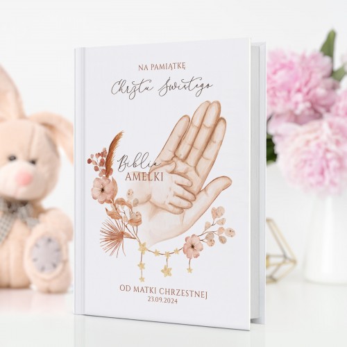 Biblia dla dzieci z nadrukiem na chrzest - Boho