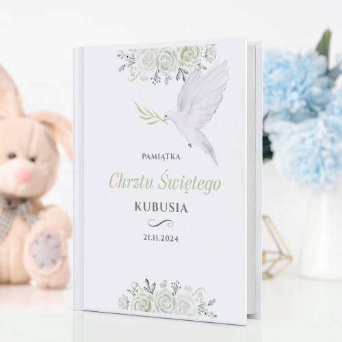 Biblia dla dzieci z nadrukiem na chrzest - Biały Gołąbek