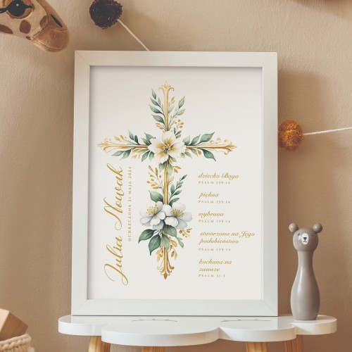 Plakat w ramce (20x30 cm) dla dziecka na chrzest - Na podobieństwo