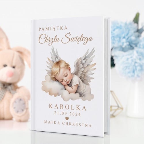 Biblia dla dzieci z nadrukiem na chrzest dla chłopca - Aniołeczek